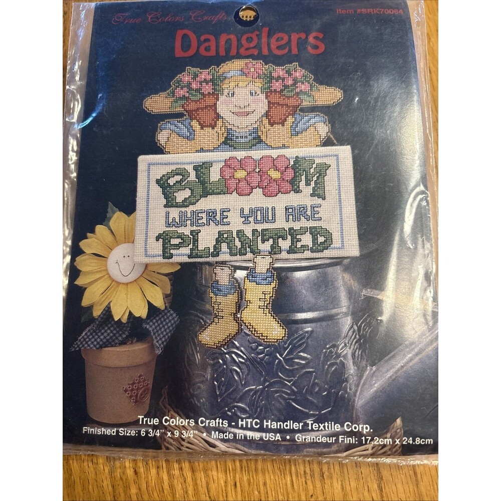 New Vtg. True Colors Danglers CrossStitch Kit-Bloom Where You Are Planted 70064